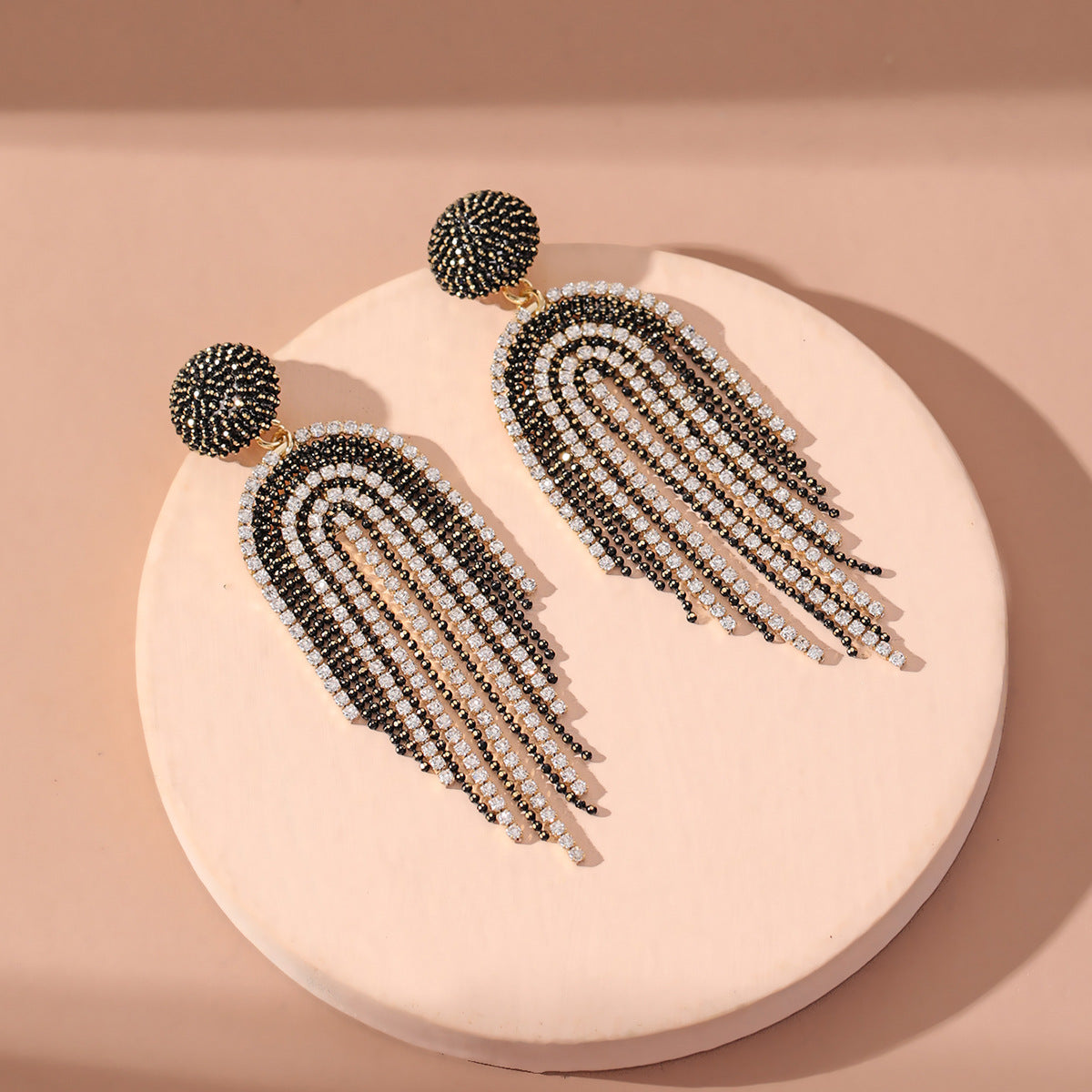Wholesale Beaded Tassels Inlaid Zircon Earrings